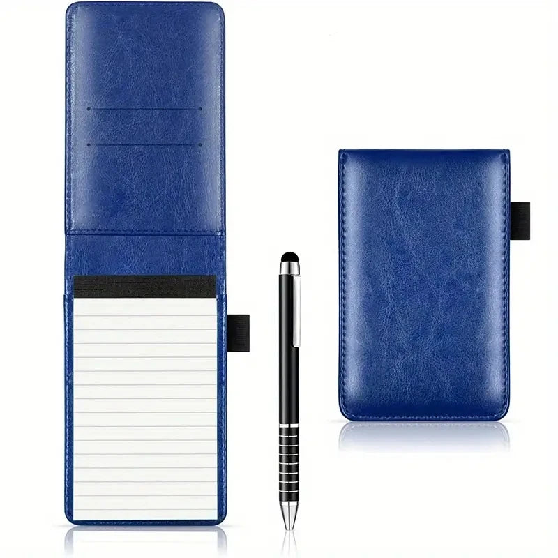 A7 Pocket Notebook with Pen - Portable Faux Cover, Replaceable Pages (Refillable), Compact Journal for Notes, Meetings, Travel