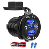 12V/24V Triple USB C Car Charger Socket USB Outlets PD & 18W QC3.0 Aluminum Metal Car Socket Adapter with Touch Switch