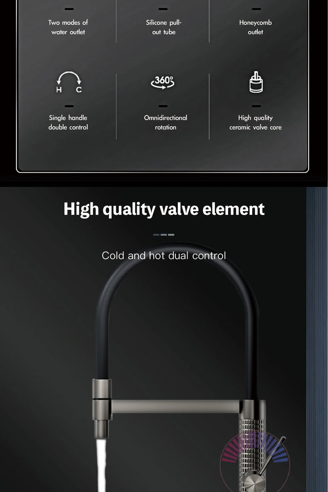 AITANA gun gray luxury brass kitchen faucet single handle cold and hot dual control modern design simple black sink faucet