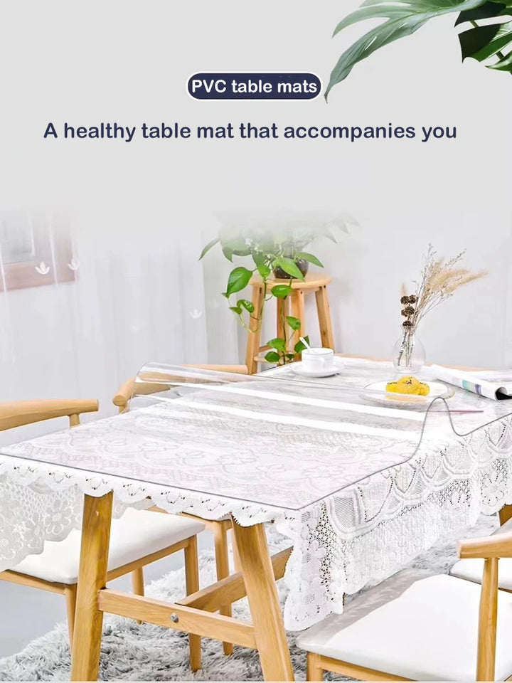 Transparent PVC tablecloth, soft glass crystal table mat, oilproof and waterproof, suitable for coffee table, dining table, desk