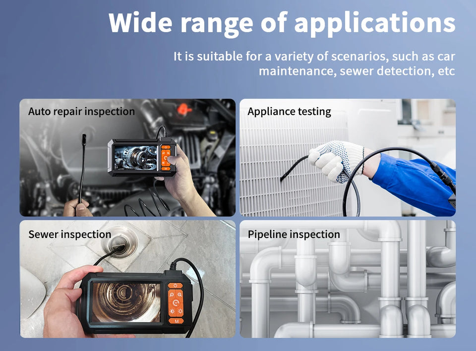 1080P Industrial Endoscope Automotive Borescope Sewer Drain Pipe Channel Inspection Camera With Screen Tools For Car Full Hd
