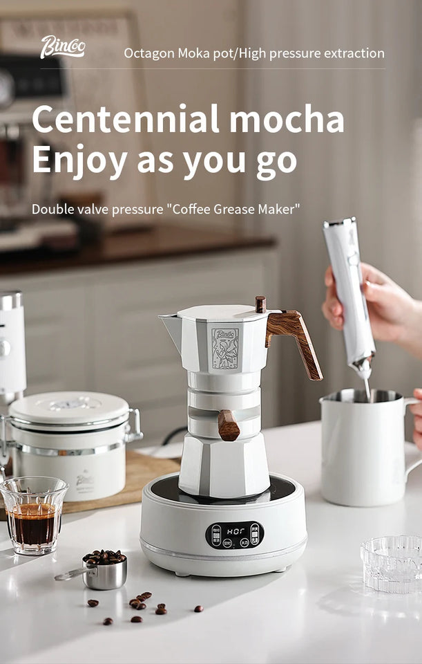 Bincoo Dual Valve Moka Pot Espresso Machine Thermostatic Extraction Coffee Moka Pot Hand Brewed Coffee Pot Barista Accessories
