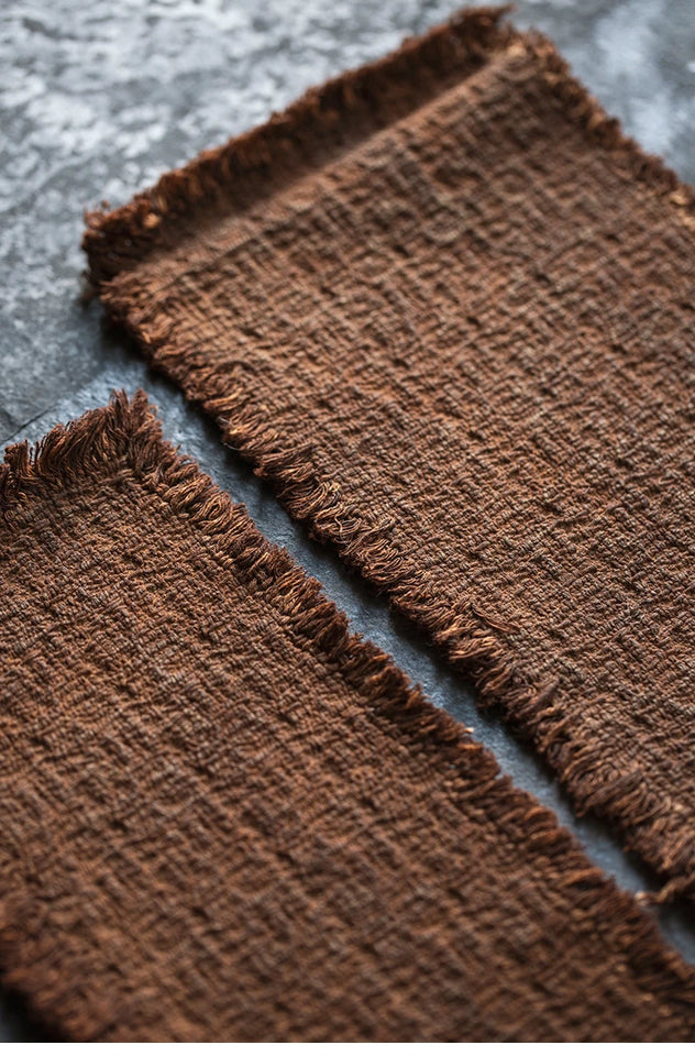 Tea mat, pure handmade plant table runner, pure cotton, thick coarse dry soaking, retro wabi-sabi tea ceremony accessories