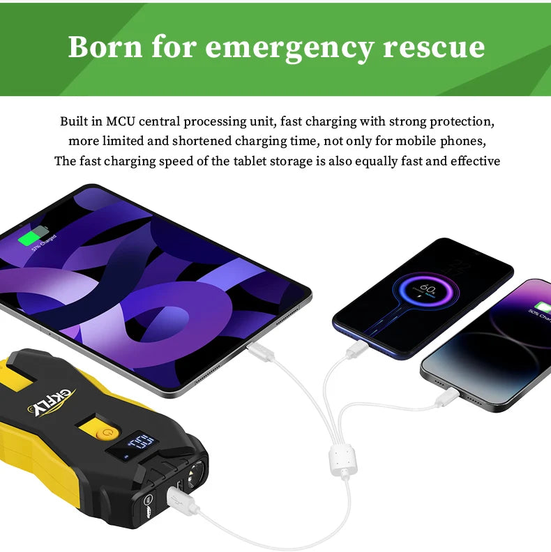 GKFLY 4000A/8000A Car Jump Starter 12V Power Bank Portable Starting Device Car Battery Booster for Gas/Diesel 5L/3L
