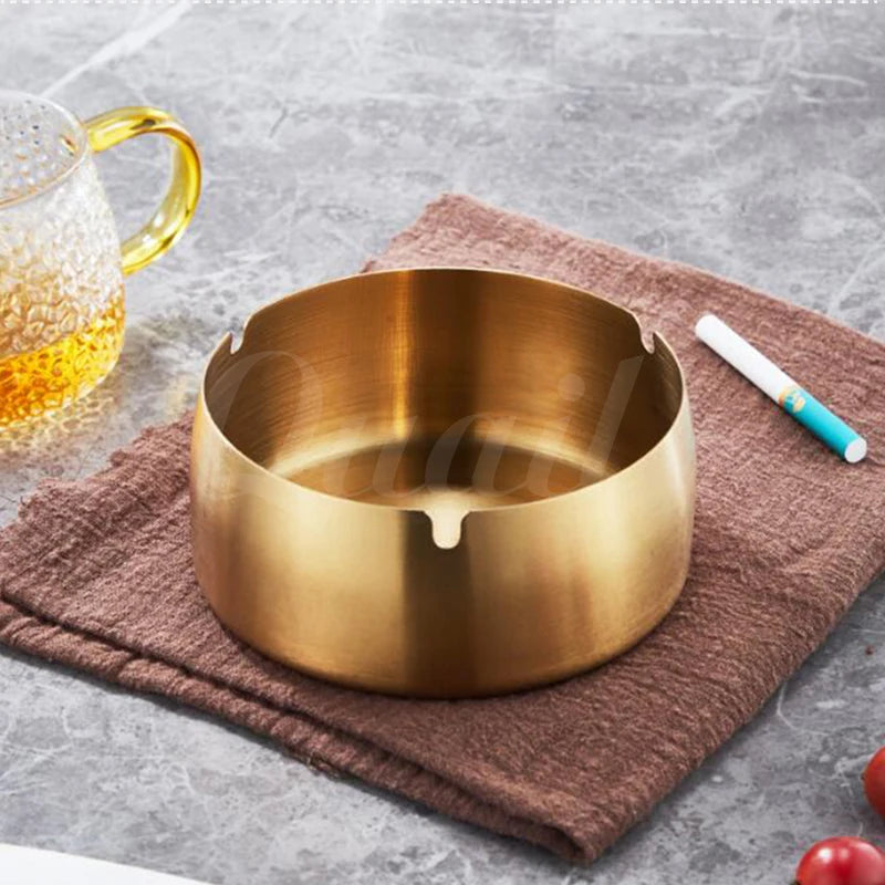 1pcs stainless steel restaurant ashtray, restaurant hotel hotel commercial gift ashtray, simple and personalized gold ashtray