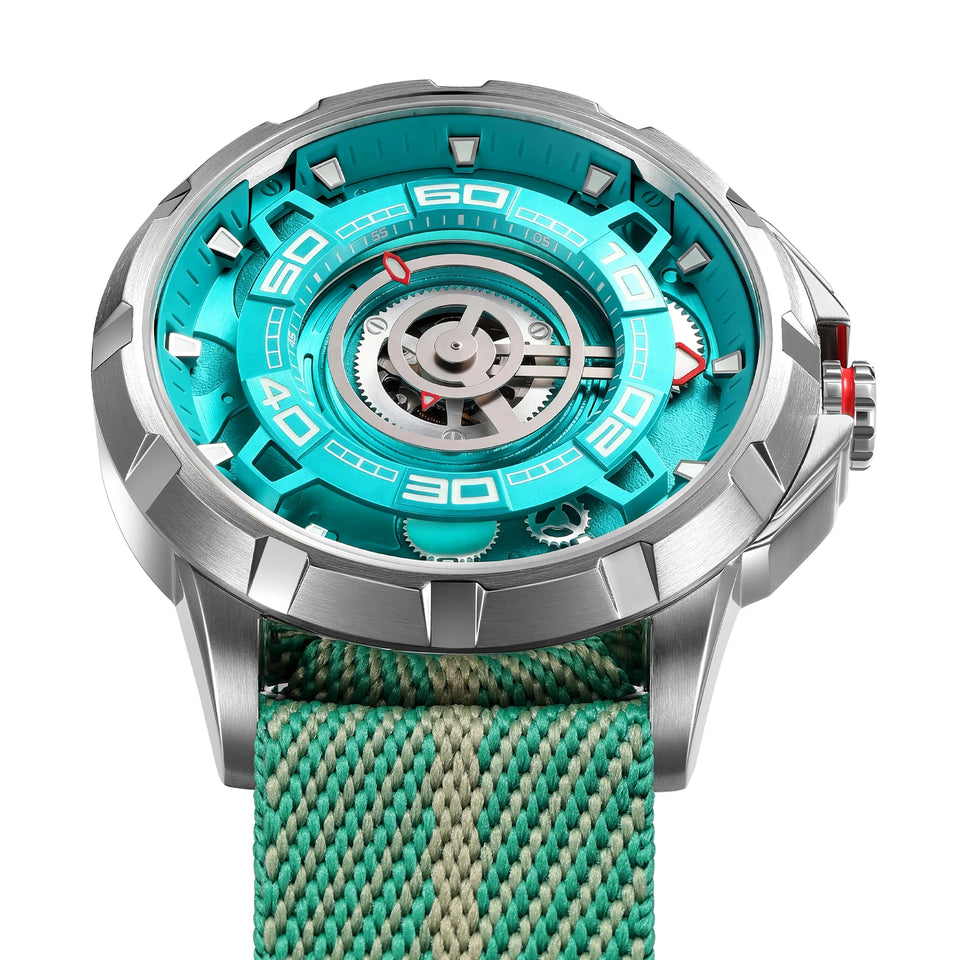 BERNY Automatic Men's Skeleton Watch 5ATM Luminous Sapphire Exhibition 3D Dial 316L Steel MIYOTA 82S0 Mechanical Watches for Men