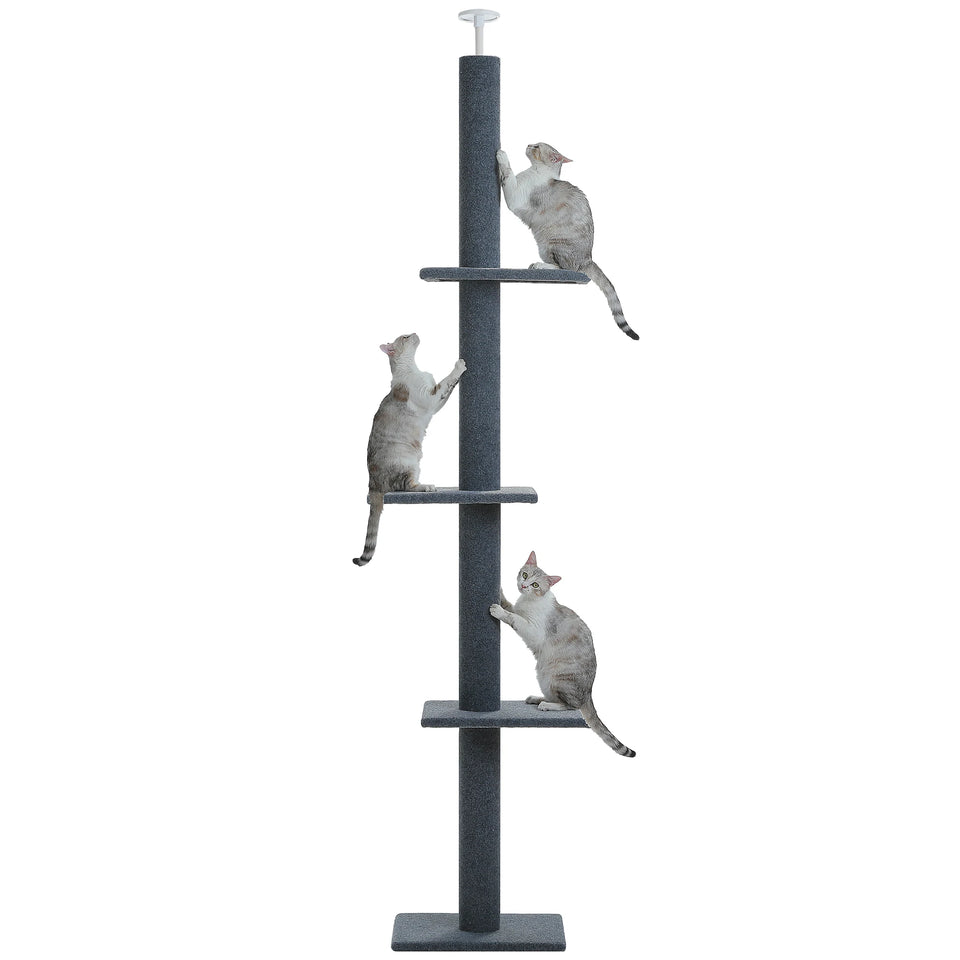 Adjustable Height Cat Tree for Indoor, Floor to Ceiling Cat Tower with Scratching Posts, Cat Scratcher Furniture, Kitten Toys