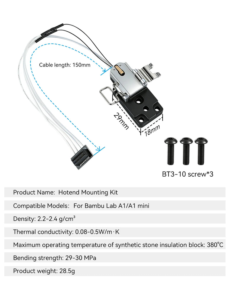 For Bambu Lab A1/A1mini Hotend Heating Assembly High-Temp Resistant Quick ReleaseThermal Insulation Extruder Kit 3DPrinter Parts