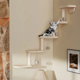 5 Step Wooden Cat Climbing Frame Wall Mounted DIY Cat Ladder Climbing Shelf Wall Steps Shelve for Sleeping Playing Cat Furniture