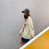 Harajuku Retro Top Strawberry Print Sweatshirt  Women Loose Streetwear Sweatshirts American  Oversized Pullovers