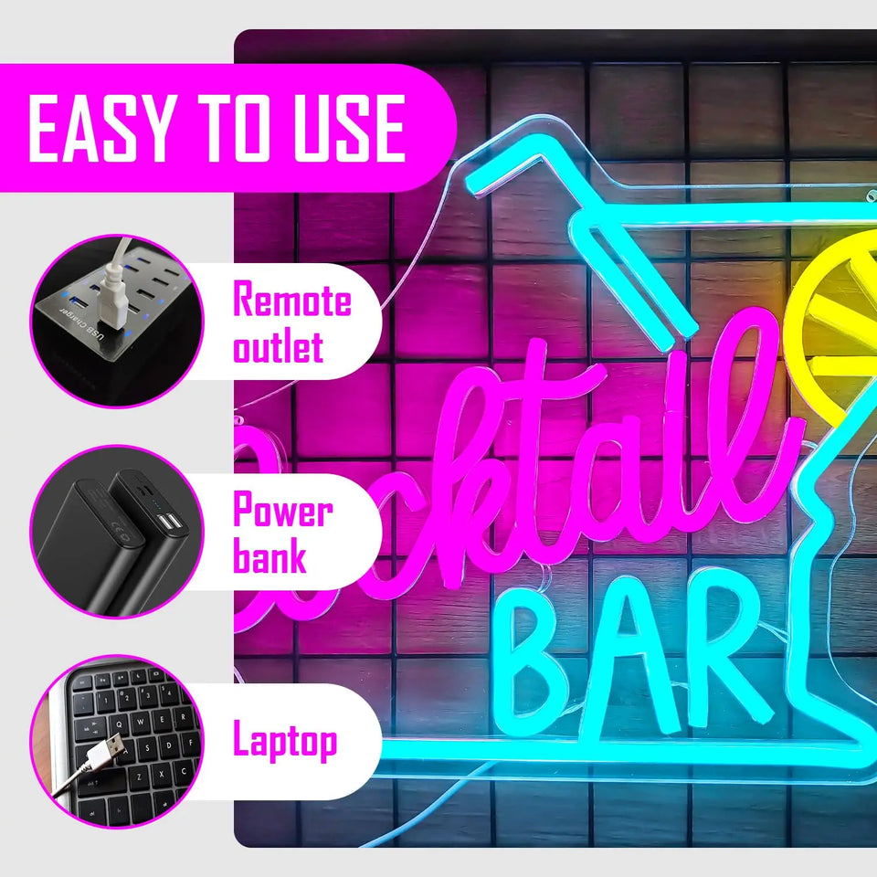 Cocktails Beer Neon Sign - Bright LED Bar Decor,  Commercial Pub & Home Bar, Grand Opening Gift for Bartenders & Brew Lovers