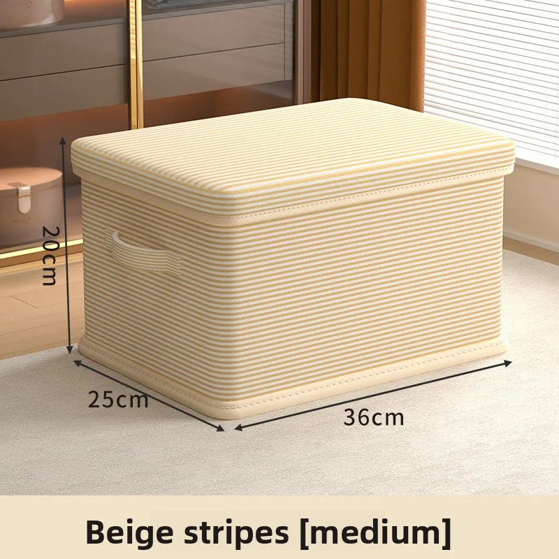 Clothes Storage Box Household Large-capacity Wardrobe Snacks Toys Layered Finishing Artifact Folding Storage Box Basket with Lid