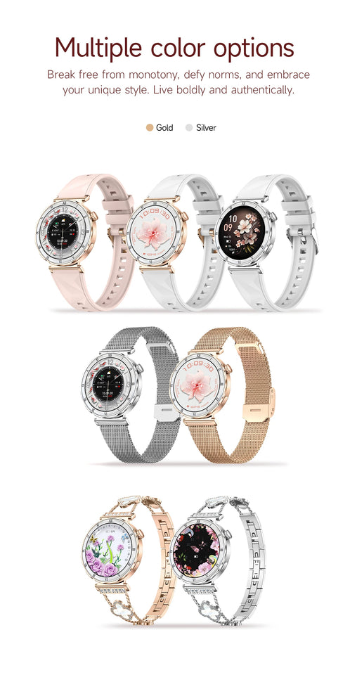 LIGE New 1.19inch AMOLED Fashion Ladies Smart Watch Bluetooth Call Sports Bracelet Women’s Health Waterproof Diamond Smartwatch