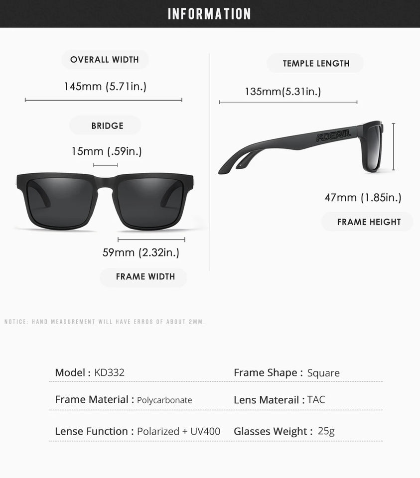 KDEAM New Arrivals Fashion Square Polarized Sunglasses For Men And Women Fishing Sun Glasses Colorful Lens With Hard Case