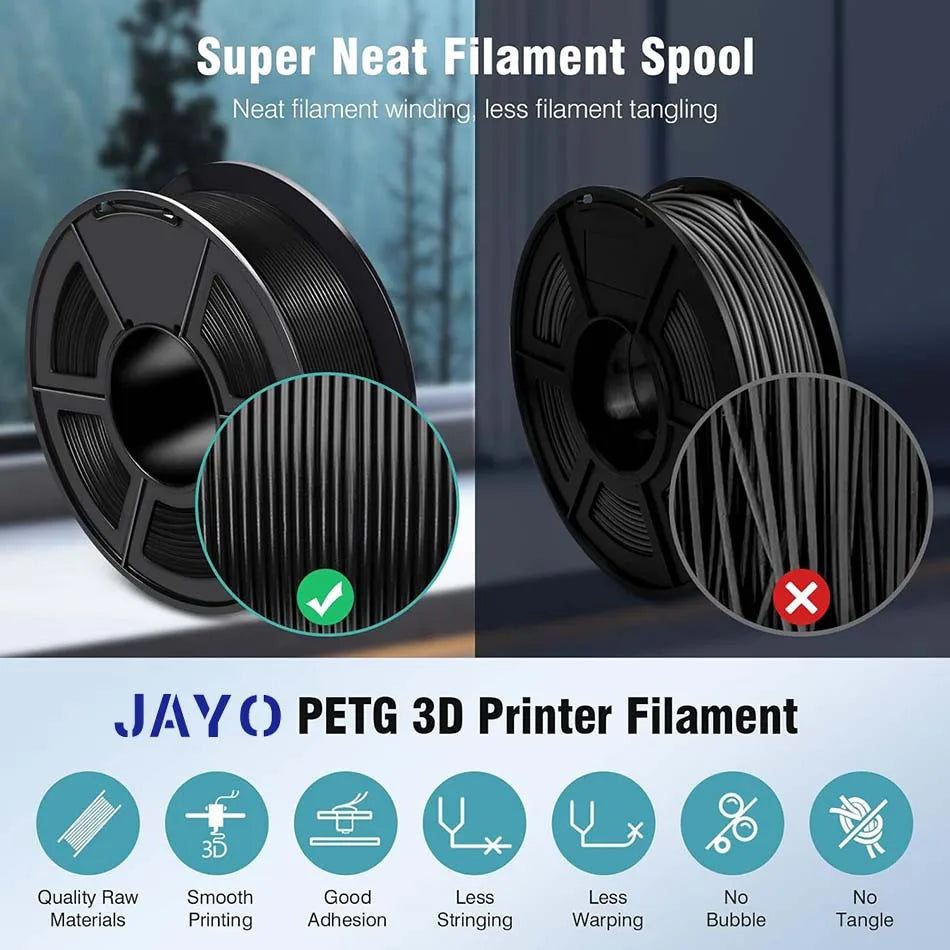 JAYO PLA /PLA Matte /ABS/PETG/PLA Plus 3D Printer Filament 5KG/Roll 1.75mm 3D Filament Large Spool Neatly Wound Filament