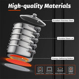 5 Tier Stainless Steel Steam Cooker Steamer Food Vegetable Pot Kitchen 26CM/28CM/30CM