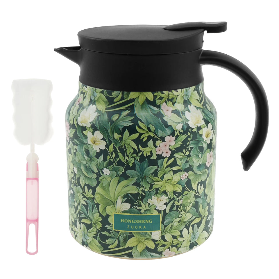 1000ml Vintage Floral Tea Thermos Stainless Steel Tea Kettle Drip-Proof Tea Pot With Tea Infuser Mini Thermo Coffee Pot
