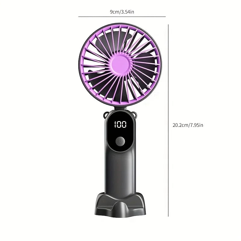 XIAOTREE Mini Portable USB Fan with 6 Speeds and Digital Display Foldable 3-in-1 Handheld Neck and Desktop Fan for Trave Outdoor