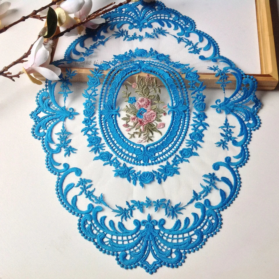 New Oval Lace Embroidery Table Place Mat Ins Christmas Pads Cloth Placemat Cup Coffee Tea Coaster Doily Kitchen Table Decoration