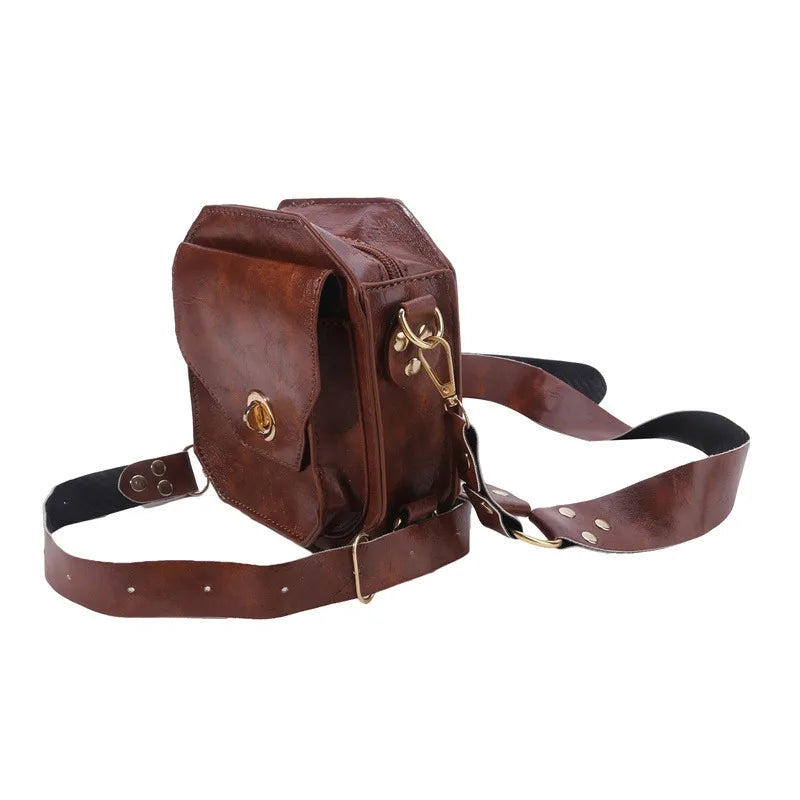 Punk Retro PU Waist Bag Casual Small Square Hip Packs For women's Crossbody Cross Multi-function Outdoor Leg Phone Pouch NEW