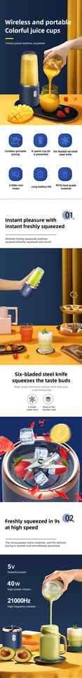 Portable Blender Bottle Electric 6 Blades Multifunction Juice Blender Fresh Juice Smoothie Blender Ice CrushCup Food Processor