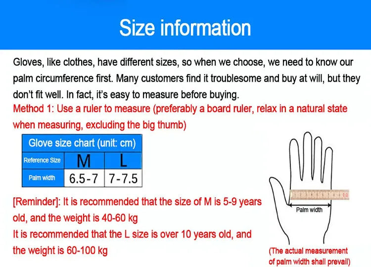 Spring and Summer Breathable Children's Half Finger Cycling Gloves Outdoor Sports Anti Slip and Wear-resistant Protective Gloves