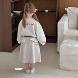 2025 Autumn Winter Girls' Outfit Vacation Children Letter Print Sweatshirt 2piece Set Skirt Casual Pullover Top 3y-10y Suit