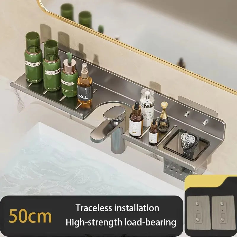 Washroom Faucet Sink Wall-mounted Punch-free Organizer In Front Of The Mirror Bathroom Shower Gel Storage Shelf