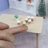 4Pcs Cute Miniature Dollhouse Mini Holding Latte Coffee Cup Mini Drinks Model For Dollhouse Doll Accessories