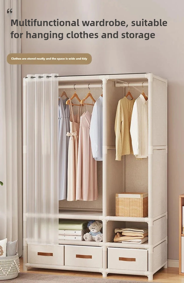 Large Capacity Portable Wardrobe Closet Durable Sturdy Assembly Clothes Organizer Bedroom Dustproof Storage Solution