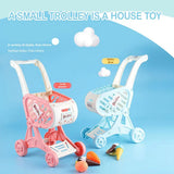 Shopping Cart Toys, Trolley for Groceries Supermarket Playset Fruit Vegetables Play Food Role Kitchen Store Toys for Kids