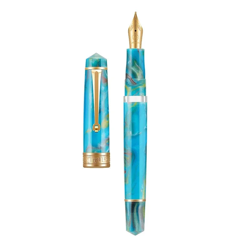 Asvine P20 Piston Filling Fountain Pen Acrylic Beautiful Patterns M/F/EF Nib with Golden Clip Office School Supplies Stationery