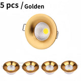 5pcs/lot dimmable mini COB downlights, 3W spotlights, LED recessed ceiling lights, AC85-265V household and commercial lighting