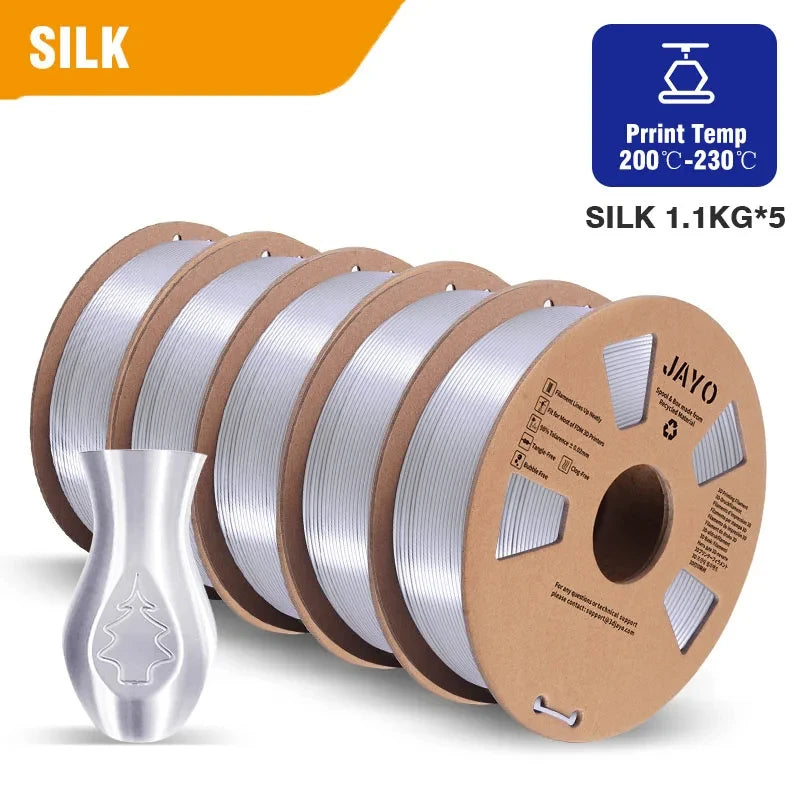JAYO filaments petg 5Rolls Mixed colors 3D Printer Filament 1.75mm 100% No Bubble FDM 3D Printer Materials DIY Gift 1.1KG/1rolls