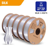 JAYO filaments petg 5Rolls Mixed colors 3D Printer Filament 1.75mm 100% No Bubble FDM 3D Printer Materials DIY Gift 1.1KG/1rolls