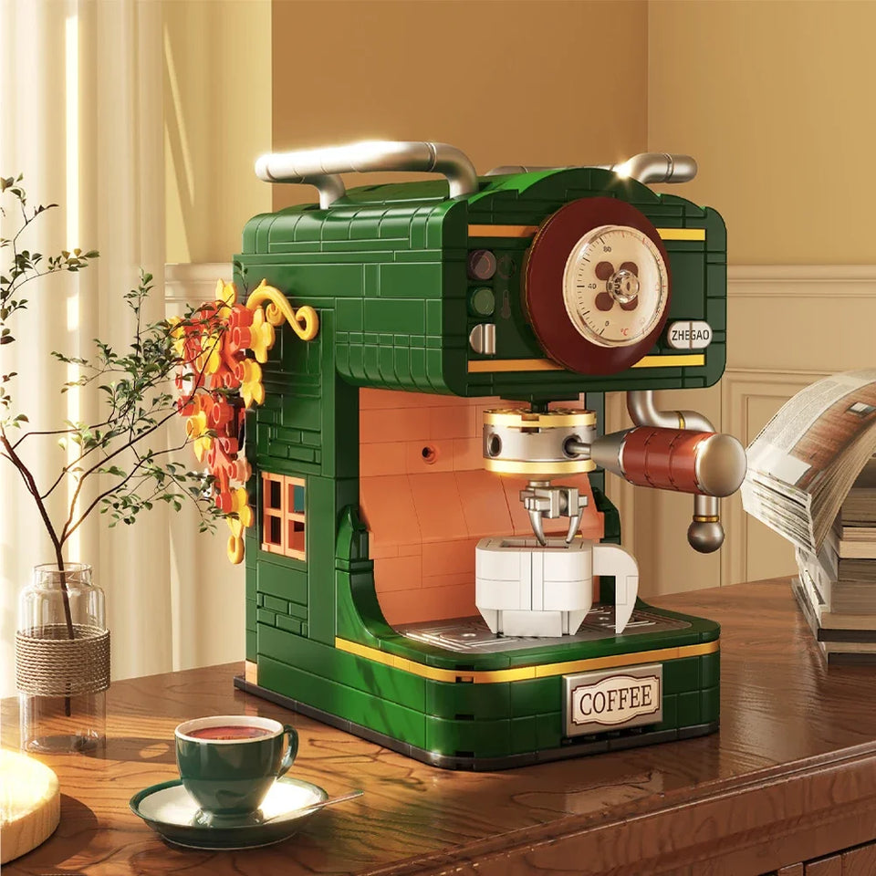 Coffee Maker Model Building Blocks Toys Diverse Coffee Machine Designs Kids Pretend Play Store Tool Collectibles and Decorative