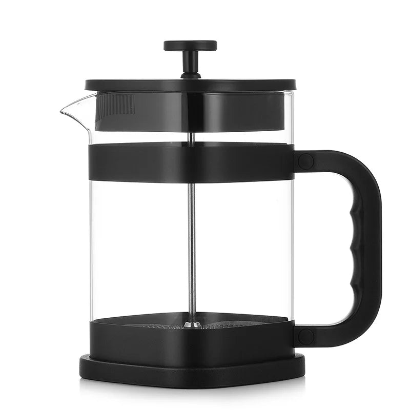 1000ml Square-shaped French Press Pot Durable Glass Coffee Machine with Stainless Steel Fine Mesh Filter Household Tea Kettle