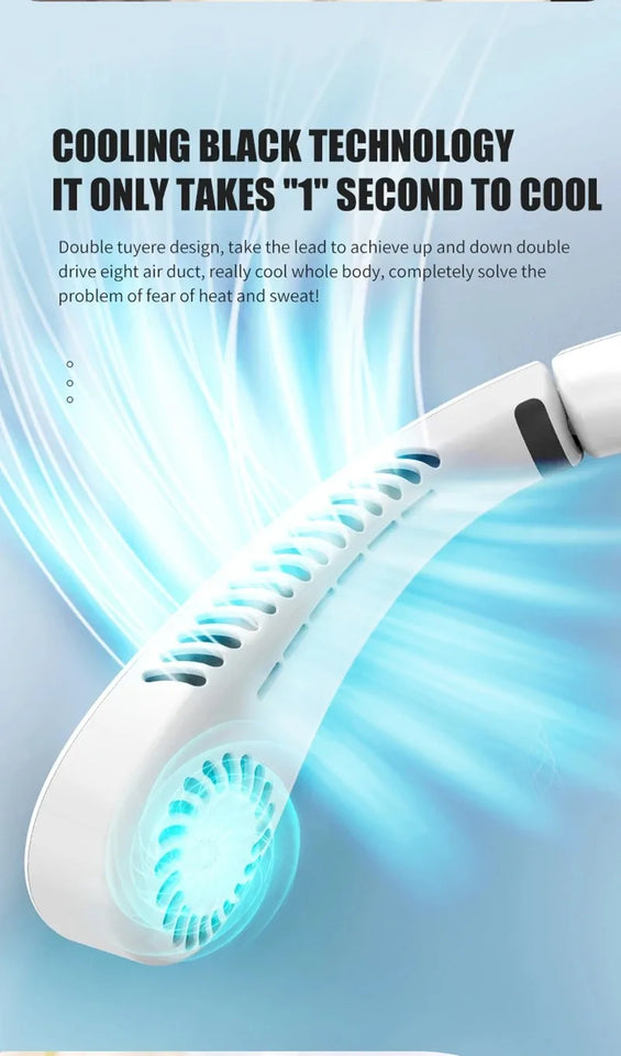 Mini Fan Silent Neck Hanging Fan Usb Portable Bladeless Rechargeable Led Digital Display Electric Air Cooler Summer Sports Fan