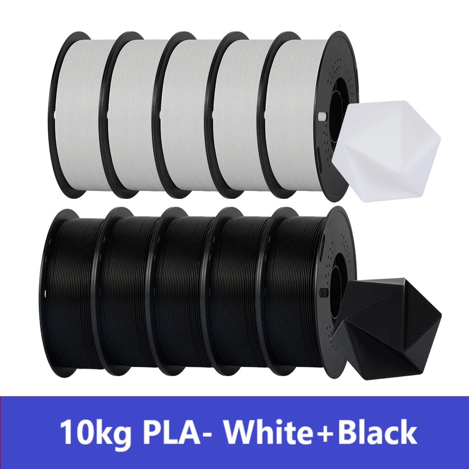 KINGROON 10KG PLA/PETG Filament 1.75mm Black White Gray 3D Printer Filament No Bubbles Plastic 10 Rolls Wholesale