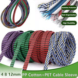 1~100m New  Flexible Braided PP Cotton + PET Yarn Harness Sheath Sleeving Cable Sleeve Wrie Insulated Protection Wrap 4 8 12mm