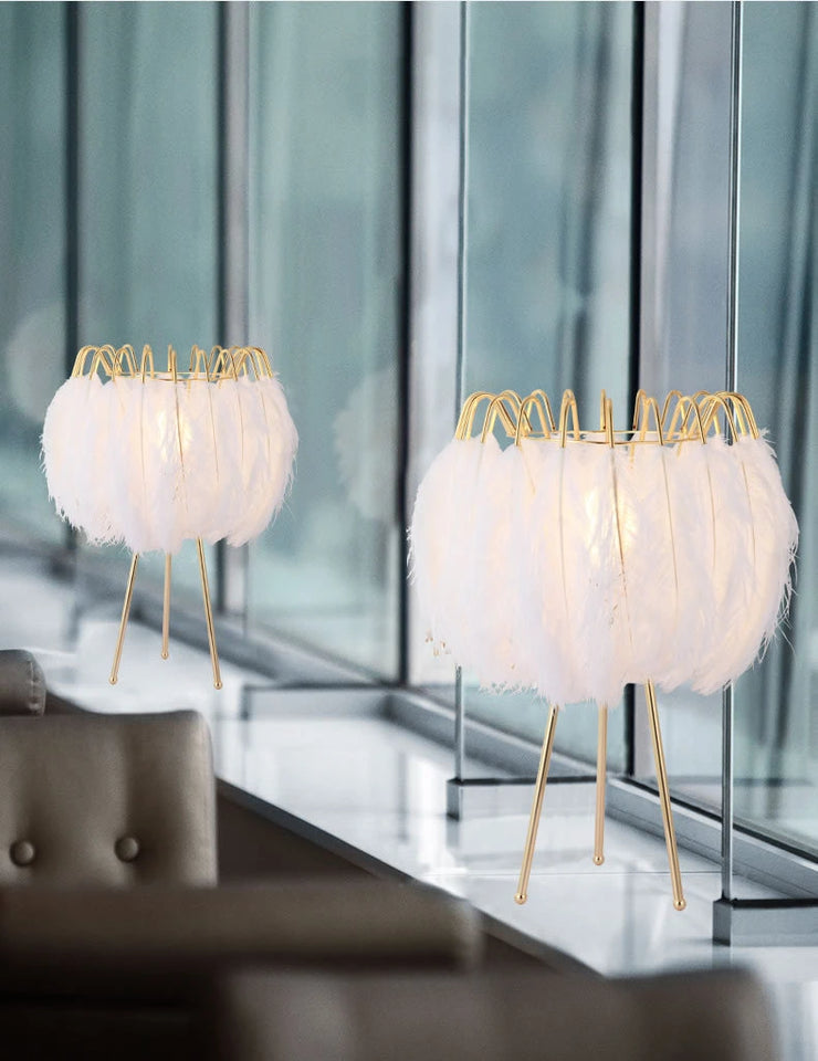 Modern Floor lamp for Living room Studio Bedroom Girl room feather lamp tripod minimal Gold floor table lamp