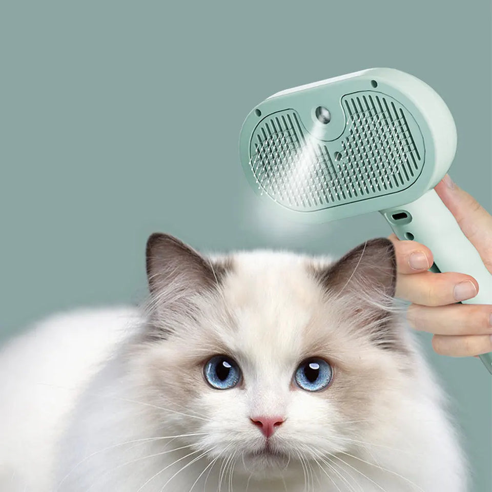 3 in 1 Cat Steam Brush Cat Grooming Brush with Release Button Cat Brush Pet Hair Cleaning Brush Comb for Cats Dogs Small Animals