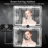 36x24 inch LED Bathroom Mirror Vanity Mirrors with Backlit Lights Fogless Makeup Mirror Wall Mounted with Demister