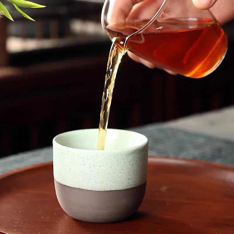 Japanese Ceramic Tea Cup Retro Matte Coarse Pottery Espresso Cups Handmade Coffee Ceramic Mug Drinkware Gift