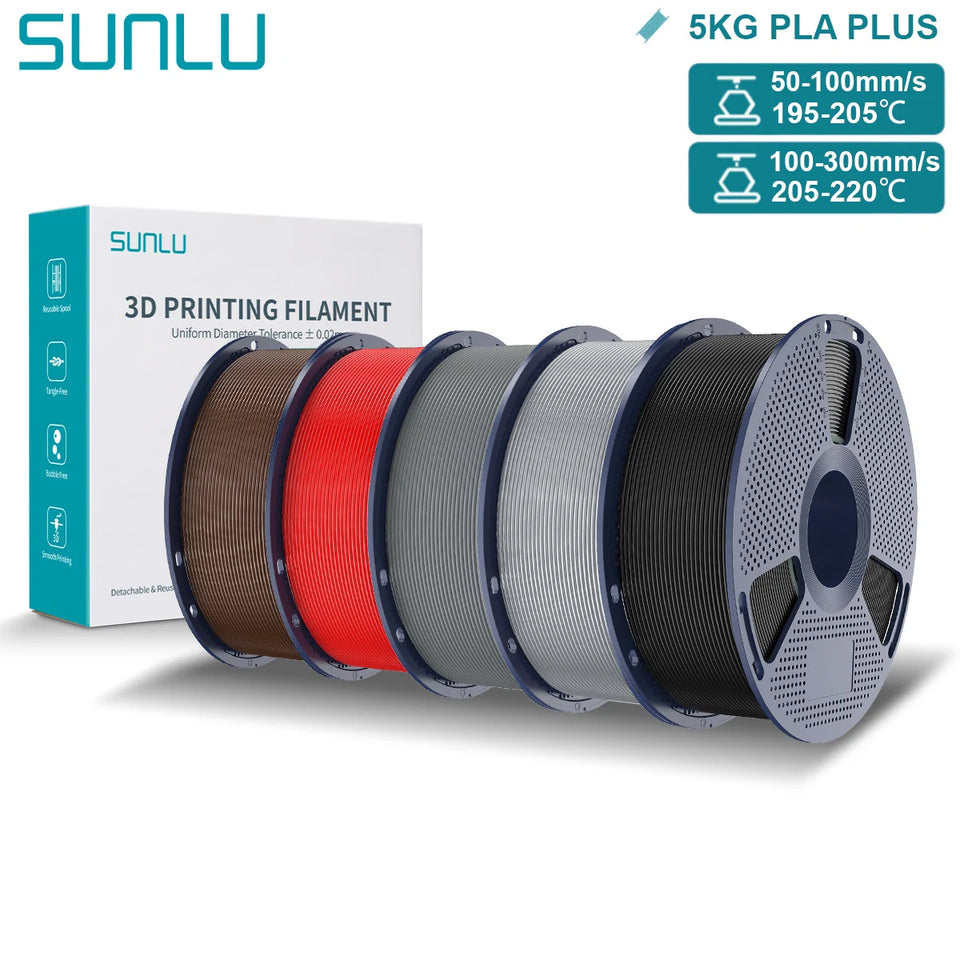 SUNLU Pla Plus 3D Filament 1.75mm Good Toughness Multicolor Neatly Wound PLA+ Filaments for FDM 3D Printing Materials 5KG