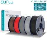SUNLU Pla Plus 3D Filament 1.75mm Good Toughness Multicolor Neatly Wound PLA+ Filaments for FDM 3D Printing Materials 5KG