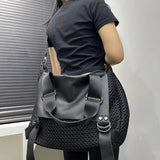 Ladies' fashionable retro mesh tote bag with large capacity and personalized splicing, single shoulder diagonal cross bag