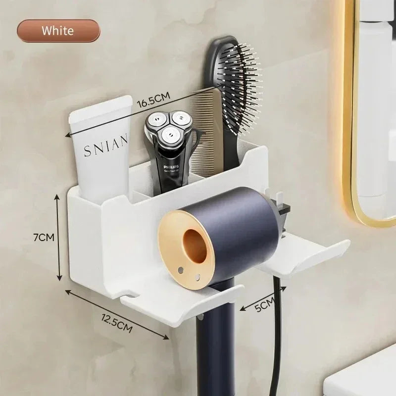 Hair Dryer Holder Wall Mount Suction Cup Bathroom Organizer Wall Mount Hairdryer Holder Straightener Stand Rustproof