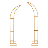 2PCS Wedding Arched Bracket,2.1m & 1.9m White/Gold Curved Wedding Stand,Decoration Backdrop Stand for Ceremony and Party