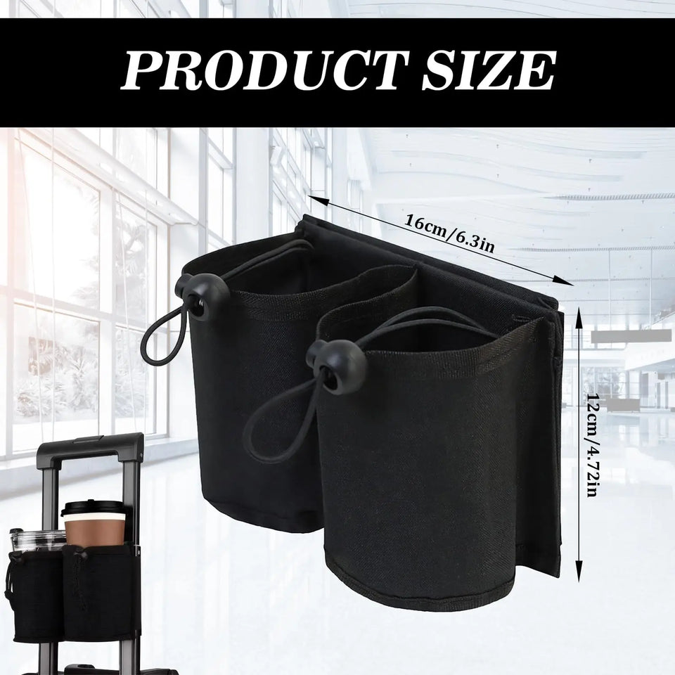 Luggage Cup Holder Travel Essentials Cup Holder Hands-Free Drink Holder with 2 Coffee Mugs Suitcase Drink Bag Travel Luggage Acc